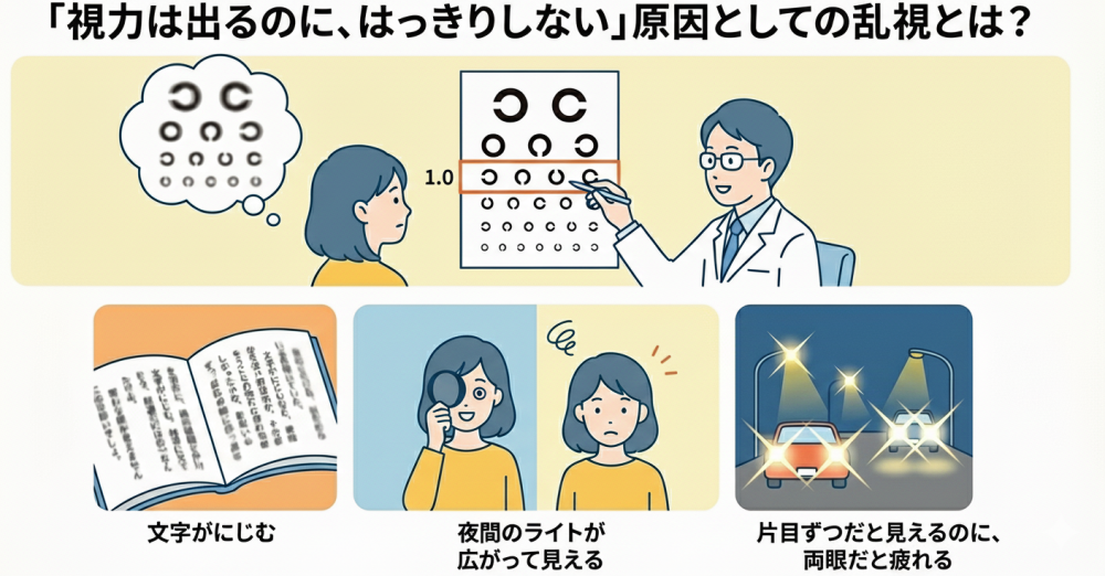 乱視とは何か?なぜ「視力が出ても不満が残る」のか?